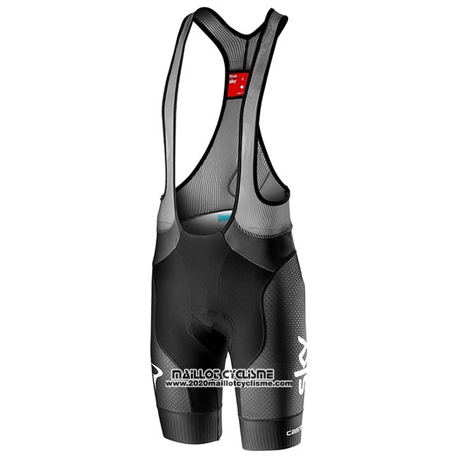 2019 Maillot Ciclismo Sky Aero Noir Bleu Manches Courtes et Cuissard